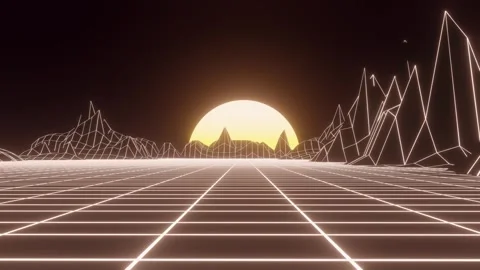 Retro sci-fi landscape of mountains. Futuristic polygonal background. 스톡 동영상 243185120