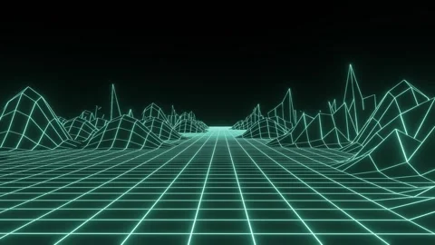 Retro sci-fi landscape of mountains. Futuristic polygonal background. Stock Footage 291965910