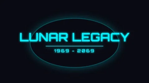 Retro Sci-Fi Neon Logo Reveal: Futuristic Lunar Legacy Title Card Stock Footage 337502025