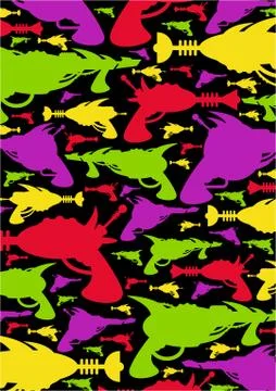Retro Sci-Fi Ray Gun Pattern 库存插图