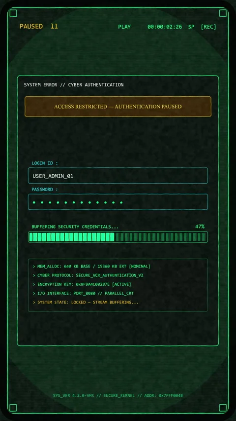 Retro sci-fi screen interface animation with terminal scanlines loop Stock Footage 346646493