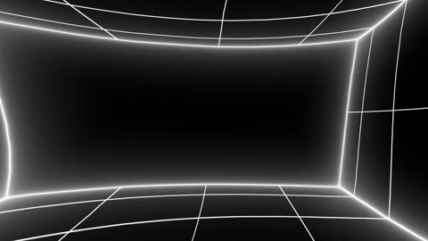 Retro Sci-Fi seamless loop. Futuristic landscape of the 80`s. Digital CyberRetro Stock Footage 242511624