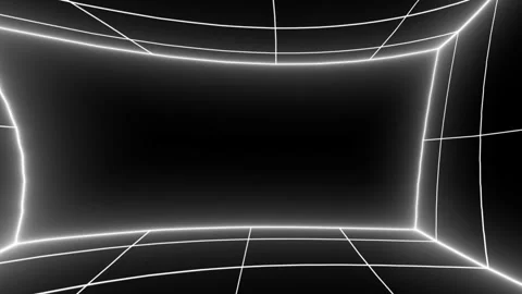 Retro Sci-Fi seamless loop. Futuristic landscape of the 80`s. Digital CyberRetro Stock Footage 242511634