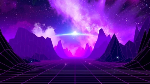 Retro Sci-Fi Space Horizon Stock Footage 129930481