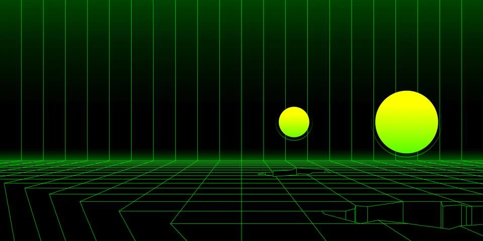 Retro Sci-Fi wireframe landscape background vector futuristic  Stock Illustration