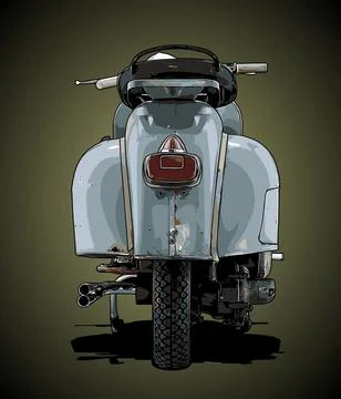 Retro scooter back view Stock Illustration
