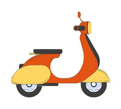Retro scooter side view 2D doodle object Stock Illustration
