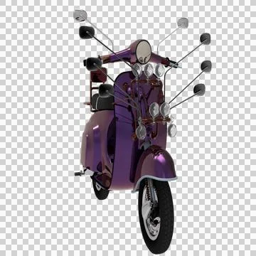 Retro Scooter with Storage Box Isolated on Transparent Background Stock Illustration