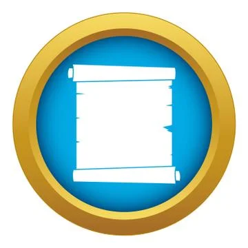 Retro scroll paper icon blue vector isolated Stock Illustration