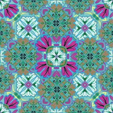 Retro seamless abstract floral pattern. Colorful wallpaper background Illustrazione stock