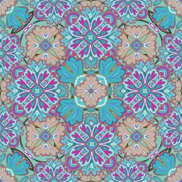Retro seamless abstract floral pattern. Colorful wallpaper background Stock Illustration