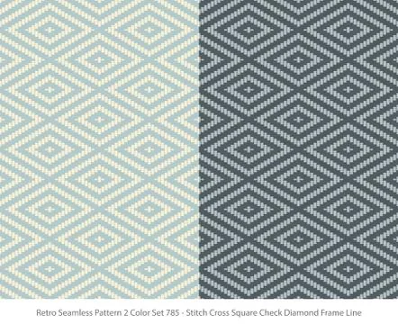 Retro Seamless Background 2 Color Set Stitch Cross Square Check Diamond Frame Stock Illustration