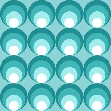 Retro seamless circle tile pattern in blue white colors, sea summer pattern Stock Illustration