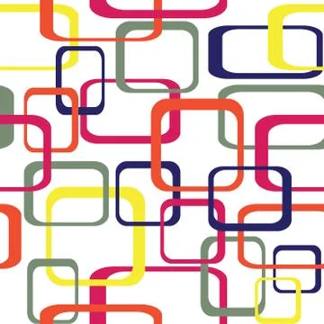 Retro seamless color vector pattern background with squares - rounded. Illustrazione stock