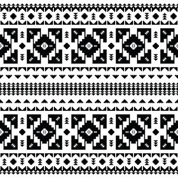Retro seamless ethnic pattern. Native American tribal with folk geometric shape. Stock Illustration