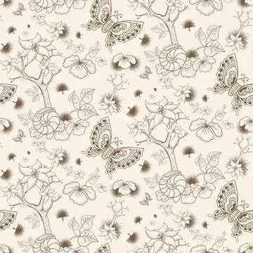 Retro seamless floral pattern Stock Illustration