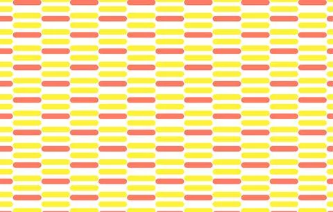 Retro Seamless Geometric Pattern With Yellow And Coral Rounded Rectangles, .. Stock Illustration