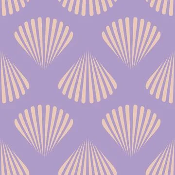 Retro seamless marine pattern of beige sea shells. Vintage geometric patter.. Stock Illustration