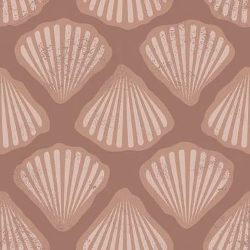 Retro seamless marine pattern of beige sea shells. Vintage geometric patter.. Illustrazione stock