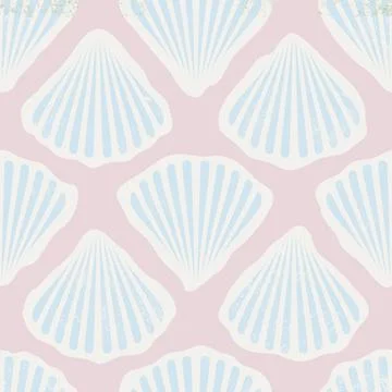 Retro seamless marine pattern of beige sea shells. Vintage geometric patter.. Stock Illustration