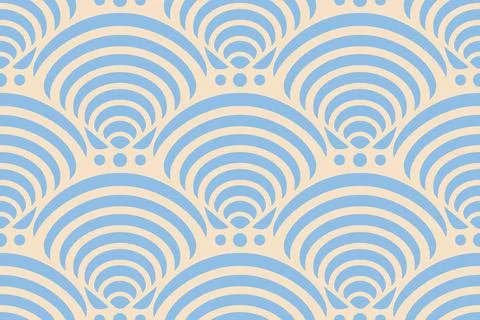 Retro seamless marine pattern with blue shells. Vintage geometric pattern o.. Illustrazione stock