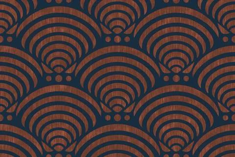 Retro seamless marine pattern with blue shells. Vintage geometric pattern o.. Illustrazione stock
