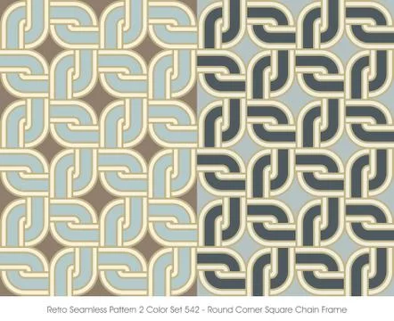 Retro Seamless Pattern 2 Color Set Round Corner Square Chain Frame 스톡 일러스트