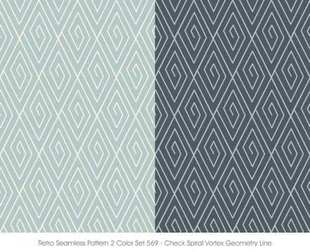 Retro Seamless Pattern 2 Color Set Check Spiral Vortex Geometry Line Stock Illustration