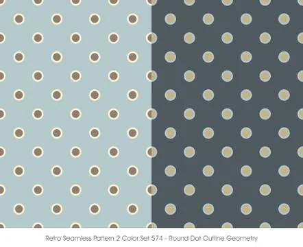 Retro Seamless Pattern 2 Color Set Round Dot Outline Geometry Illustrazione stock