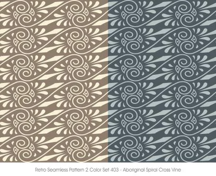 Retro Seamless Pattern Aboriginal Spiral Cross Vine Illustrazione stock
