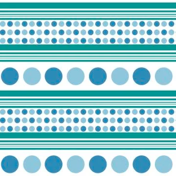 Retro seamless pattern - blue circles, turquoise (aquamarine) lines. 스톡 일러스트
