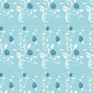 Retro seamless pattern branches roses Stock Illustration