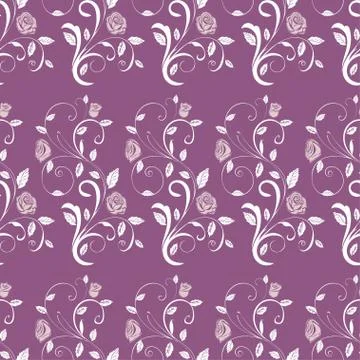 Retro seamless pattern branches roses Stock Illustration