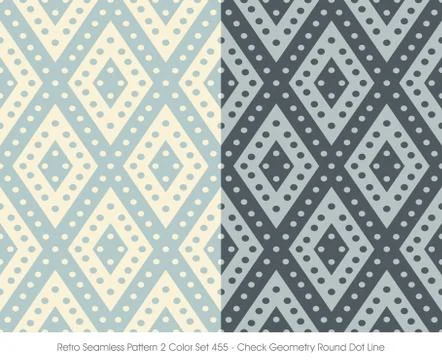 Retro Seamless Pattern Check Geometry Round Dot Line Stock Illustration