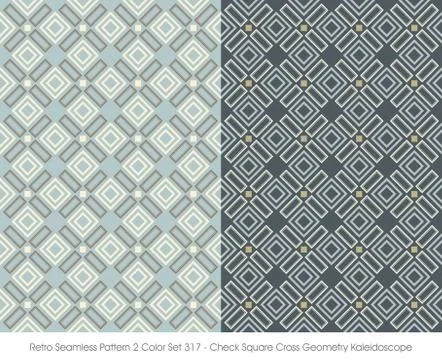 Retro Seamless Pattern Check Square Cross Geometry Kaleidoscope Stock Illustration