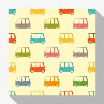 Retro seamless pattern collection with car Stock Illustration
