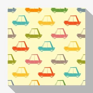 Retro seamless pattern collection with car Stock Illustration