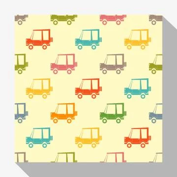 Retro seamless pattern collection with car Stock Illustration