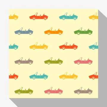 Retro seamless pattern collection with car Stock Illustration