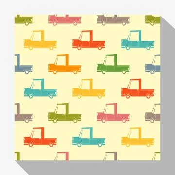 Retro seamless pattern collection with car Illustrazione stock