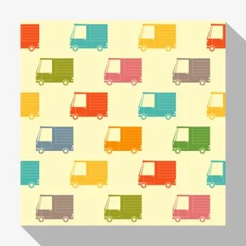 Retro seamless pattern collection with car Stock Illustration