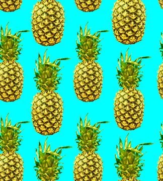 Retro seamless pattern with colorful pineapple Stockfoto's