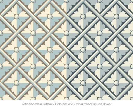 Retro Seamless Pattern Cross Check Round Flower Stock Illustration