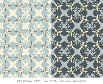 Retro Seamless Pattern Cross Flower Kaleidoscope Illustrazione stock