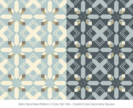 Retro Seamless Pattern Crystal Cross Geometry Square Stock Illustration