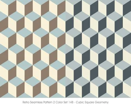 Retro Seamless Pattern Cubic Square Geometry Stock Illustration
