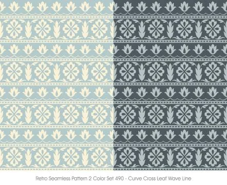 Retro Seamless Pattern Curve Cross Leaf Wave Line Stock Illustration