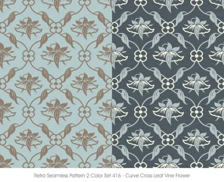 Retro Seamless Pattern Curve Cross Leaf Vine Flower Stock Illustration