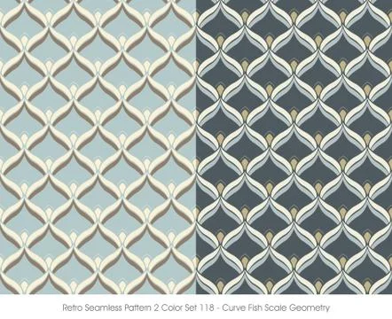 Retro Seamless Pattern Curve Fish Scale Geometry Illustrazione stock