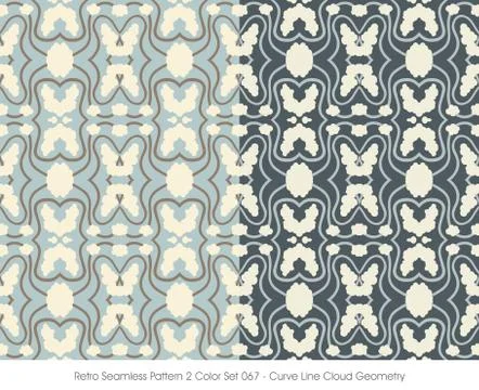 Retro Seamless Pattern Curve Line Cloud Geometry Illustrazione stock